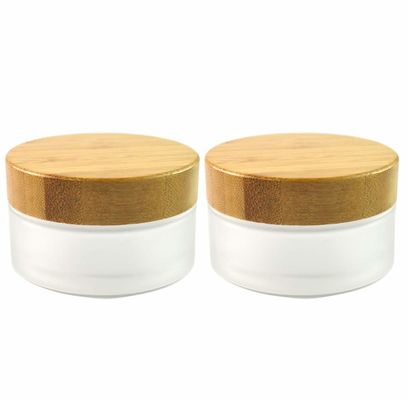 Παγωμένο γυαλιού κρέμας 50g 15g 30g δέρμα προσοχής βάζων γυαλιού εμπορευματοκιβωτίων μπαμπού καλλυντικό