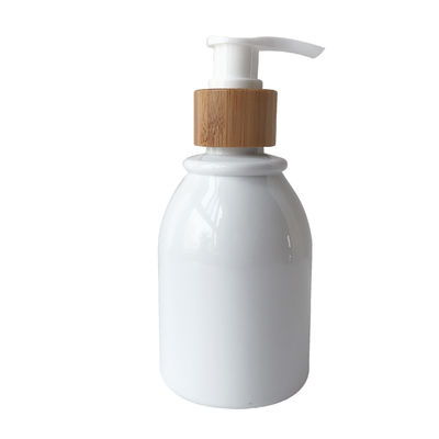 250ml παγωμένο ηλέκτρινο καλλυντικό μπουκάλι της PET με την αντλία μπαμπού