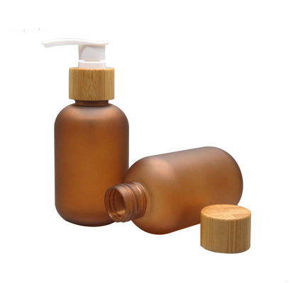 250ml παγωμένο ηλέκτρινο καλλυντικό μπουκάλι της PET με την αντλία μπαμπού