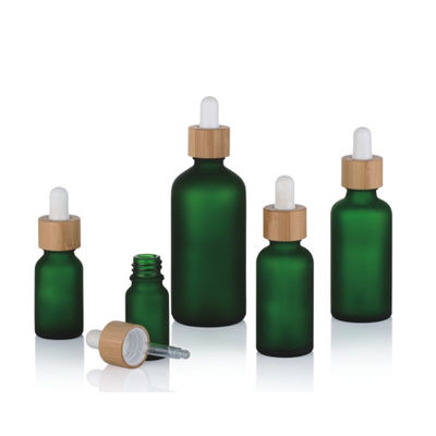 1oz κενά ηλέκτρινα μαύρα Dropper γυαλιού ουσιαστικού πετρελαίου μπουκάλια με τα καπάκια μπαμπού
