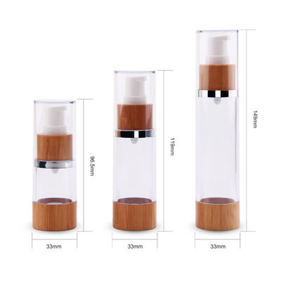 50ml κενή χωρίς αέρα επαναληπτικής χρήσεως πλαστική κενή καλλυντική ουσία μπαμπού μπουκαλιών αντλιών