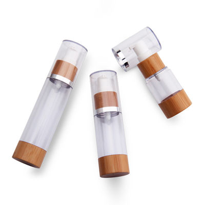 50ml κενή χωρίς αέρα επαναληπτικής χρήσεως πλαστική κενή καλλυντική ουσία μπαμπού μπουκαλιών αντλιών