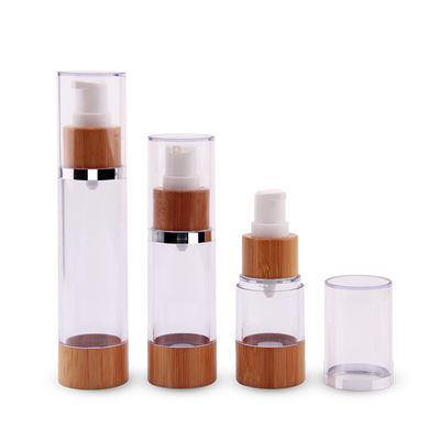 50ml κενή χωρίς αέρα επαναληπτικής χρήσεως πλαστική κενή καλλυντική ουσία μπαμπού μπουκαλιών αντλιών