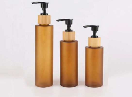 Παγωμένο η Amber μπουκάλι 100ml 150ml 200ml γυαλιού σαμπουάν με την αντλία λοσιόν μπαμπού